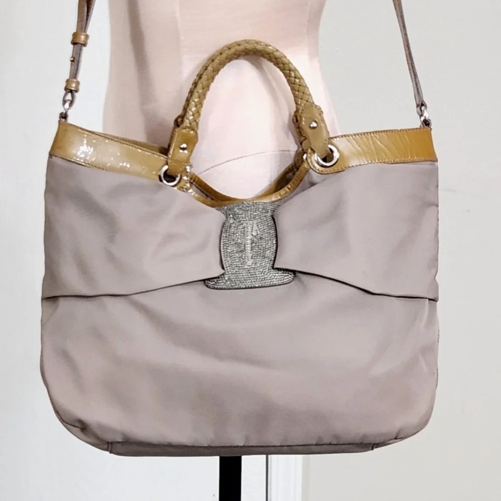 Salvatore Ferragamo Handbag 2Way Nylon Leather Trim Bag‎
